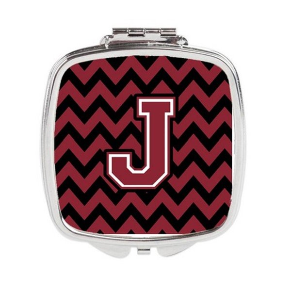 Carolines Treasures Letter J Chevron Garnet and Black Compact Mirror CJ1052-JSCM